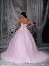 Fashionbale Sweetheart Pink Bridal Gown With Chapel Train Low Price