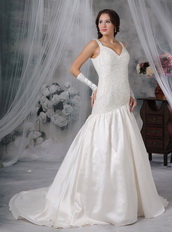 Exquisite Straps Wedding Bridal Dress With Beading Low Price