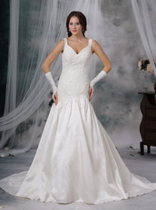 Exquisite Straps Wedding Bridal Dress With Beading Low Price