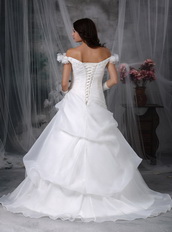 Elegant Off Shoulder Corset Back Wedding Dress Pure White Low Price