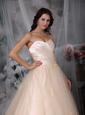 Sweetheart Neck A-line Champagne Wedding Dress Puffy Low Price