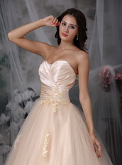 Sweetheart Neck A-line Champagne Wedding Dress Puffy Low Price
