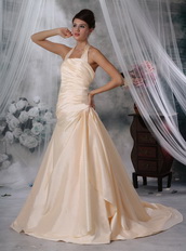 Champagne Bridal Wedding Dress With A-Line Halter Skirt Low Price