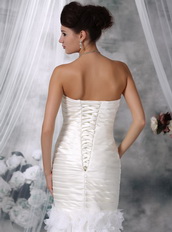 Ivory Trumpet Strapless Wedding Dress Handcrafted Flowers Low Price