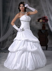 Beautiful Strapless White Puffy Wedding Dress With Bubble Low Price