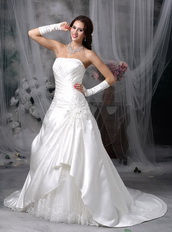 Top Seller Stain Court Train Western Wedding Dress Ivory Low Price