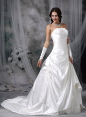 Top Seller Stain Court Train Western Wedding Dress Ivory Low Price