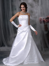 Strapless A-line Silhouette Cheap Wedding Dress With Lace Low Price