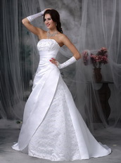 Strapless A-line Silhouette Cheap Wedding Dress With Lace Low Price