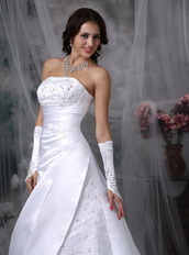 Strapless A-line Silhouette Cheap Wedding Dress With Lace Low Price