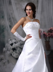 Strapless A-line Silhouette Cheap Wedding Dress With Lace Low Price