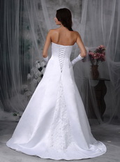 Strapless A-line Silhouette Cheap Wedding Dress With Lace Low Price