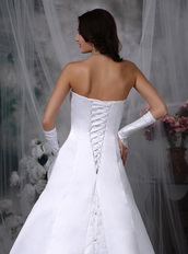 Strapless A-line Silhouette Cheap Wedding Dress With Lace Low Price