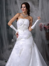 Embroidery Strapless Organza Destination Wedding Dress Low Price