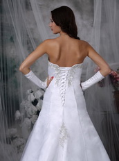 Embroidery Strapless Organza Destination Wedding Dress Low Price