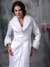 Mermaid Long Sleeves Collar Warm Wedding Dress For Winter Low Price