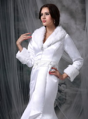 Mermaid Long Sleeves Collar Warm Wedding Dress For Winter Low Price