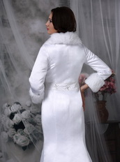 Mermaid Long Sleeves Collar Warm Wedding Dress For Winter Low Price