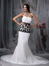 Sexy White Wedding Dress With Black Lace Mermaid Skirt Low Price