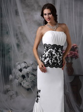 Sexy White Wedding Dress With Black Lace Mermaid Skirt Low Price