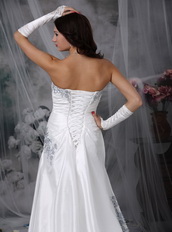 Strapless Affordable White Wedding Dress With Grey Details Low Price