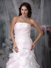 Inexpensive Ruffled Skirt Organza Wedding Dress Cheap Low Price