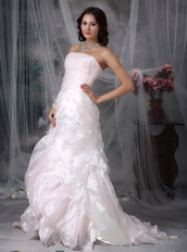 Inexpensive Ruffled Skirt Organza Wedding Dress Cheap Low Price