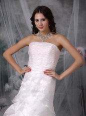 Inexpensive Ruffled Skirt Organza Wedding Dress Cheap Low Price