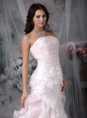 Inexpensive Ruffled Skirt Organza Wedding Dress Cheap Low Price