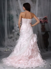 Inexpensive Ruffled Skirt Organza Wedding Dress Cheap Low Price