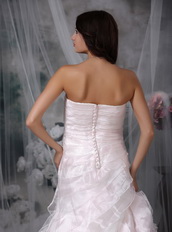 Inexpensive Ruffled Skirt Organza Wedding Dress Cheap Low Price