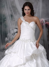 Bubble Skirt One shoulder Looks Puffy Wedding Dress White Low Price
