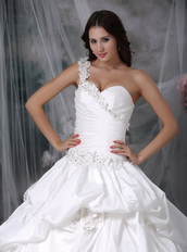 Bubble Skirt One shoulder Looks Puffy Wedding Dress White Low Price