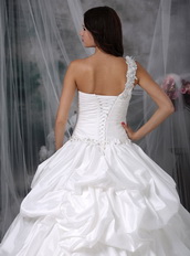 Bubble Skirt One shoulder Looks Puffy Wedding Dress White Low Price