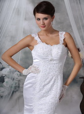 Luxurious Trumpet Petite Wedding Gown With Lace Appliques Low Price