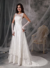 Exquisite Square Neck A-line Wedding Dress With Lace Low Price