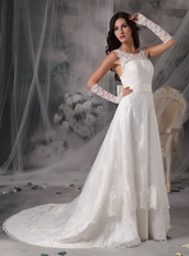 Exquisite Square Neck A-line Wedding Dress With Lace Low Price