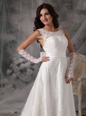 Exquisite Square Neck A-line Wedding Dress With Lace Low Price