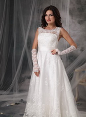 Exquisite Square Neck A-line Wedding Dress With Lace Low Price