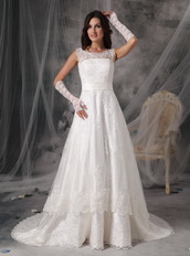 Exquisite Square Neck A-line Wedding Dress With Lace Low Price