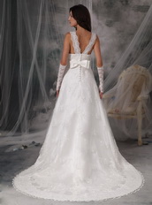 Exquisite Square Neck A-line Wedding Dress With Lace Low Price