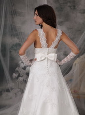 Exquisite Square Neck A-line Wedding Dress With Lace Low Price