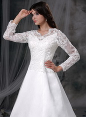 Long Sleeves Winter Warm Modest Wedding Dress Lace Low Price