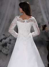 Long Sleeves Winter Warm Modest Wedding Dress Lace Low Price