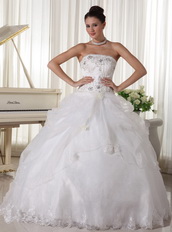 Beaded Over Up Bodice Custom Made Bridal Gown With Strapless Skirt Low Price