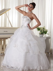 Beaded Over Up Bodice Custom Made Bridal Gown With Strapless Skirt Low Price