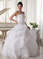 Beaded Over Up Bodice Custom Made Bridal Gown With Strapless Skirt Low Price