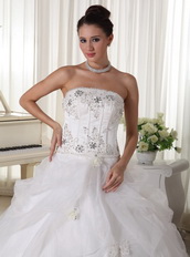 Beaded Over Up Bodice Custom Made Bridal Gown With Strapless Skirt Low Price