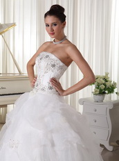 Beaded Over Up Bodice Custom Made Bridal Gown With Strapless Skirt Low Price