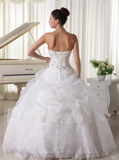 Beaded Over Up Bodice Custom Made Bridal Gown With Strapless Skirt Low Price